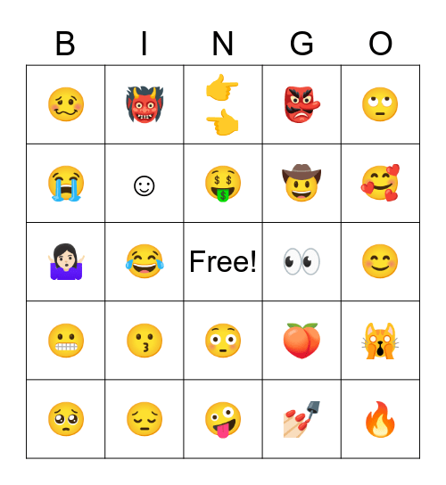 Kayla’s Emojis Bingo Card