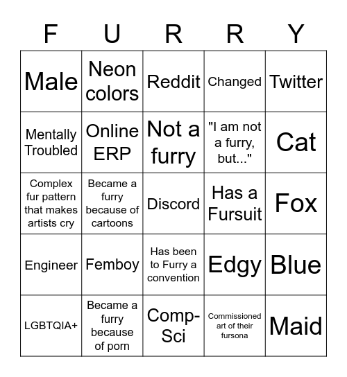 FURRY BINGO Card