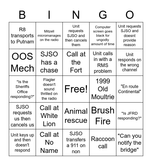 FIRE RESCUE BINGO Card