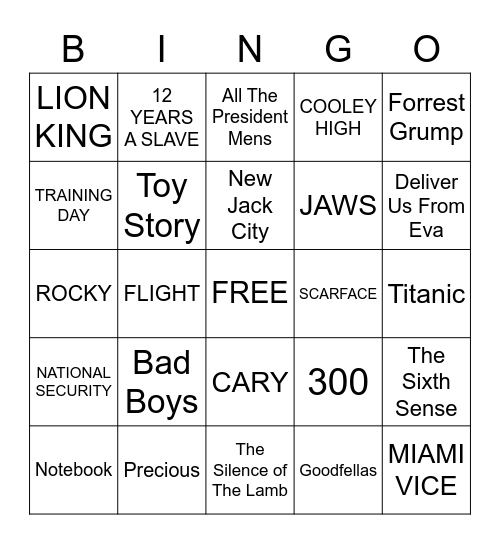 MOVIES!!!!!!! Bingo Card