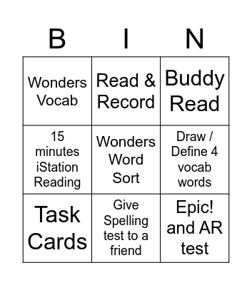 Choice Board! Bingo Card