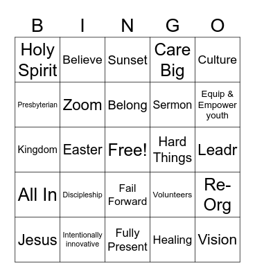 BelPres Bingo Card