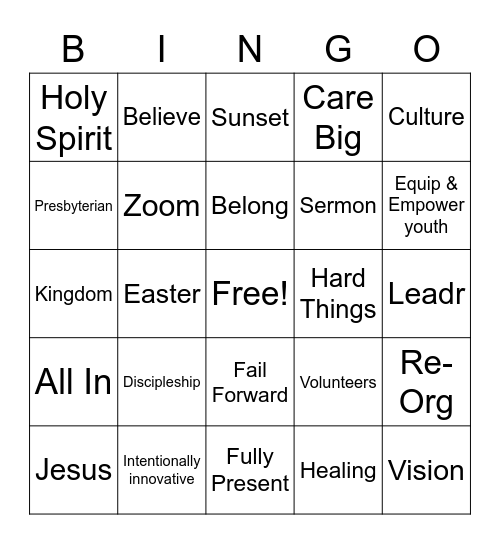 BelPres Bingo Card