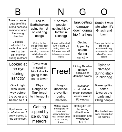 DSR PF Adventures Bingo Card