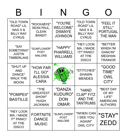 BANDINGO! Bingo Card