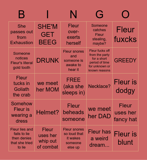 Fleur's Bingo Bongo Beeg Ol' Tiddies Bingo Card