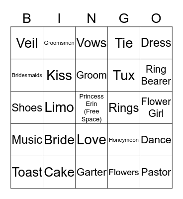 Wedding Bingo! Bingo Card