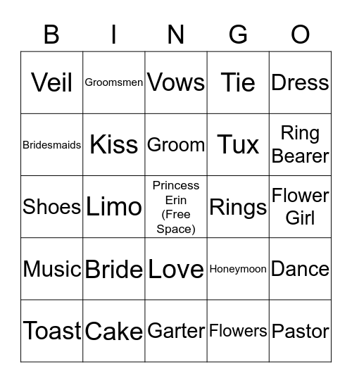 Wedding Bingo! Bingo Card