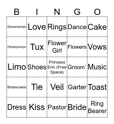 Wedding Bingo! Bingo Card