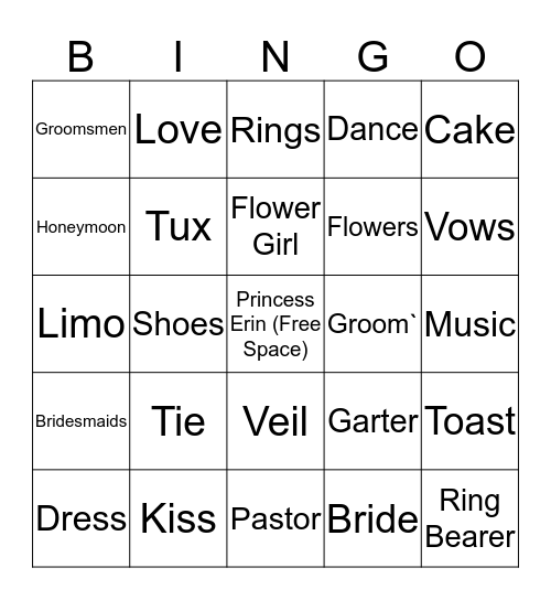 Wedding Bingo! Bingo Card