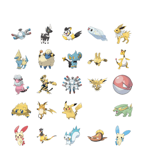 Pokemon - Electric Type Bingo Card