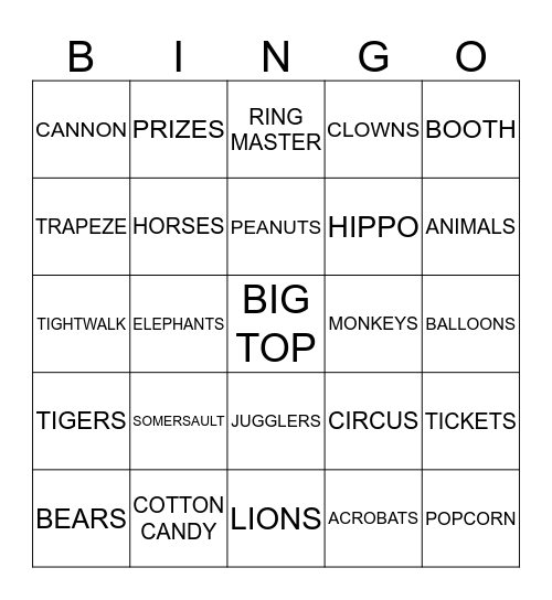 CIRCUS Bingo Card