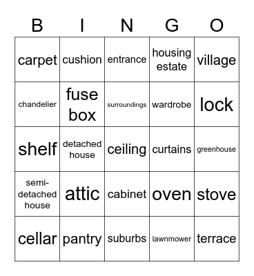 Housing Bingo Card