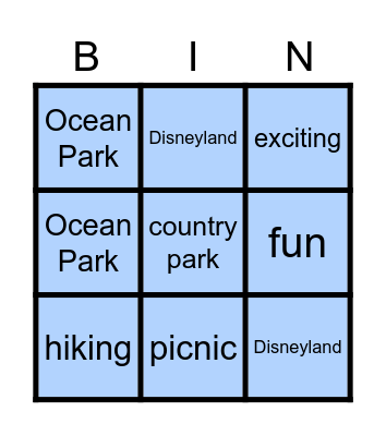 Vocabularies Bingo Card