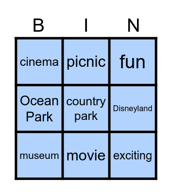 Vocabularies Bingo Card