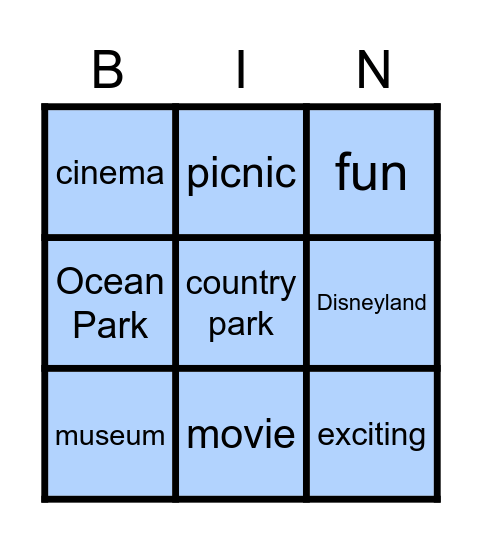 Vocabularies Bingo Card