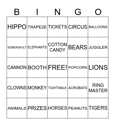 CIRCUS Bingo Card