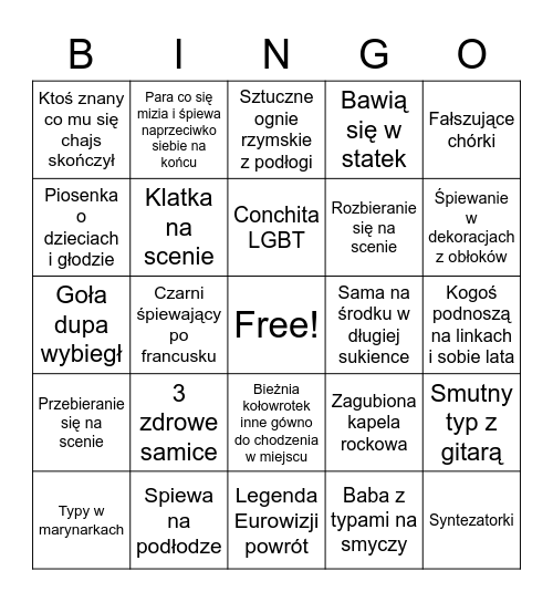 Eurowizyjne bingo Card