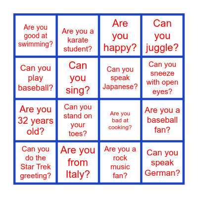 Present Simple vs Present Continuous Bingo Card