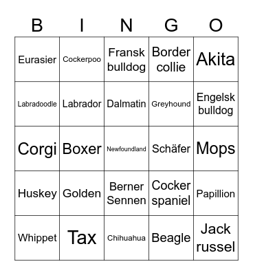 Hundbingo! Bingo Card