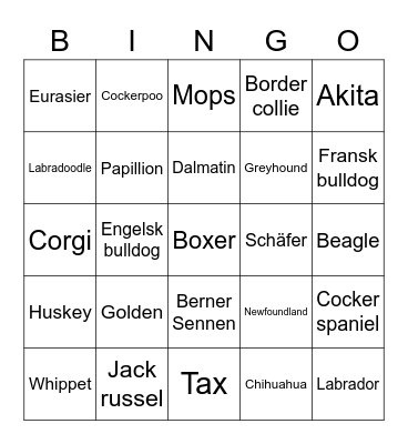 Hundbingo! Bingo Card