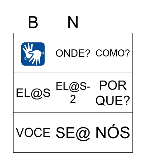 Bingo dos Pronomes Bingo Card
