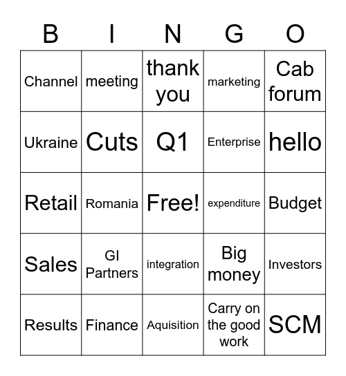 Town Hall Bingo Card