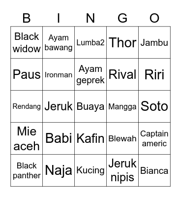 Untitled Bingo Card