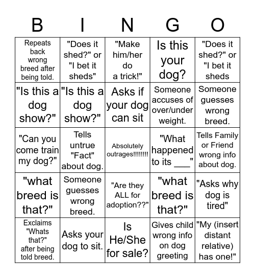 Pet expo BINGO! Bingo Card