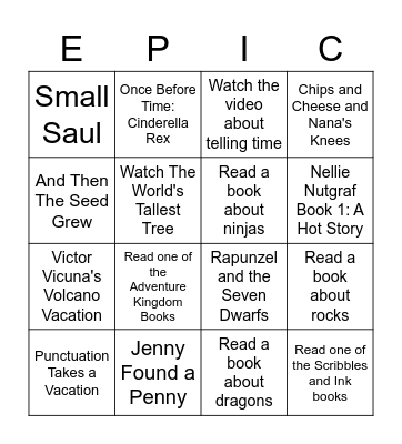 Epic Book Bingo Card