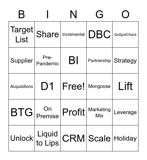 CD/BI DFAM BINGO Card