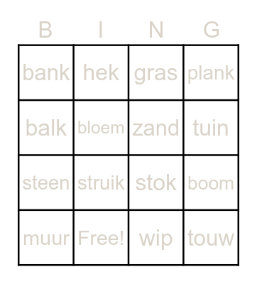 Buiten Bingo Card