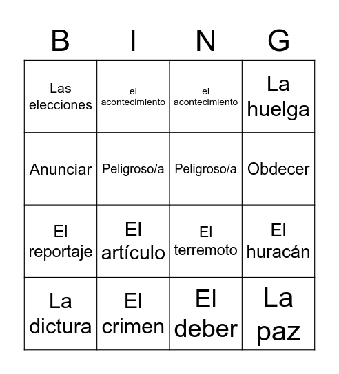 La LOTERÍA! Bingo Card