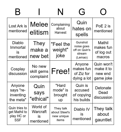 Stalling Podcast Bingo Card