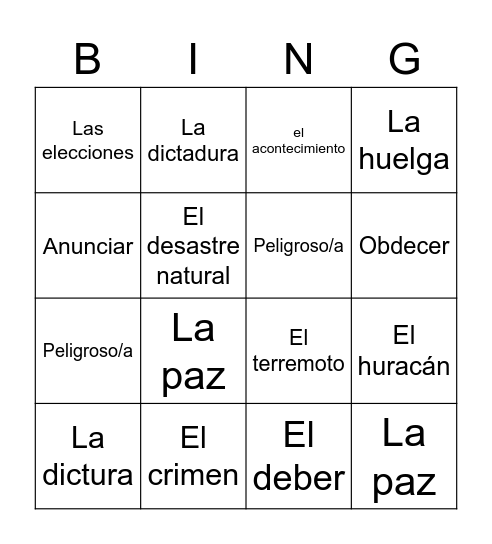 La LOTERÍA! Bingo Card