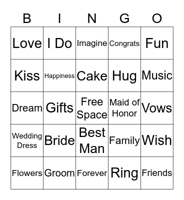 Wedding Bingo Card