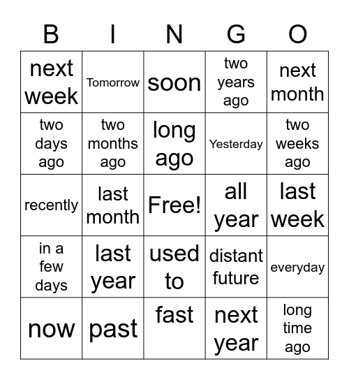 ASL Timeline Bingo Card