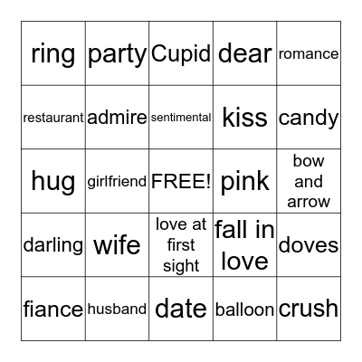 Valentine's Day Bingo Card