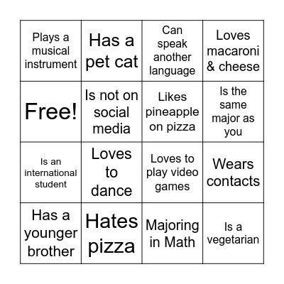 Bloomfield Human Bingo Card