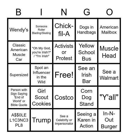 West Coast Crew Bingo Card