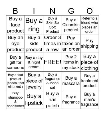 AVON Bingo Card