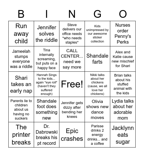 Pediatrics Bingo Card