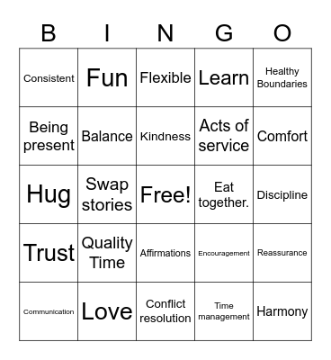 Happy Family Bingo Card