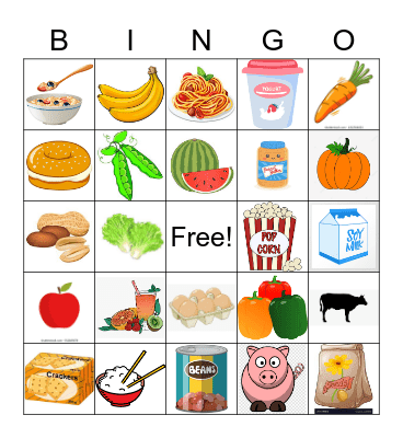 Healthy Foods Bingo Card