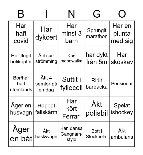 Mingelbingo version 2 Bingo Card