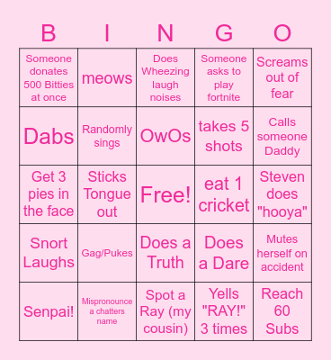 FreckledRabbit Bingo Card