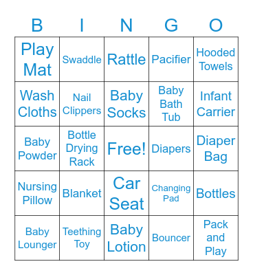 Baby Shower Bingo Card