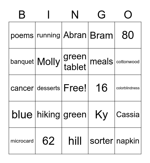 Matched Bingo Card