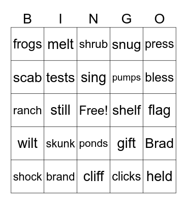 Fundations Unit 8 Bingo Card