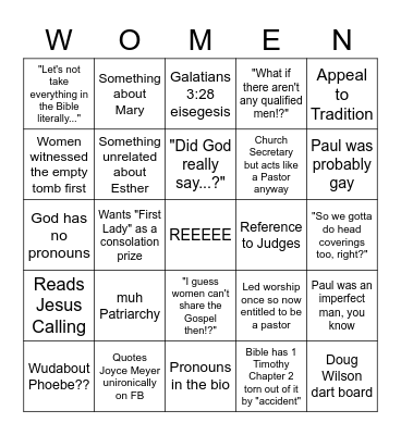 Women Bingo Card